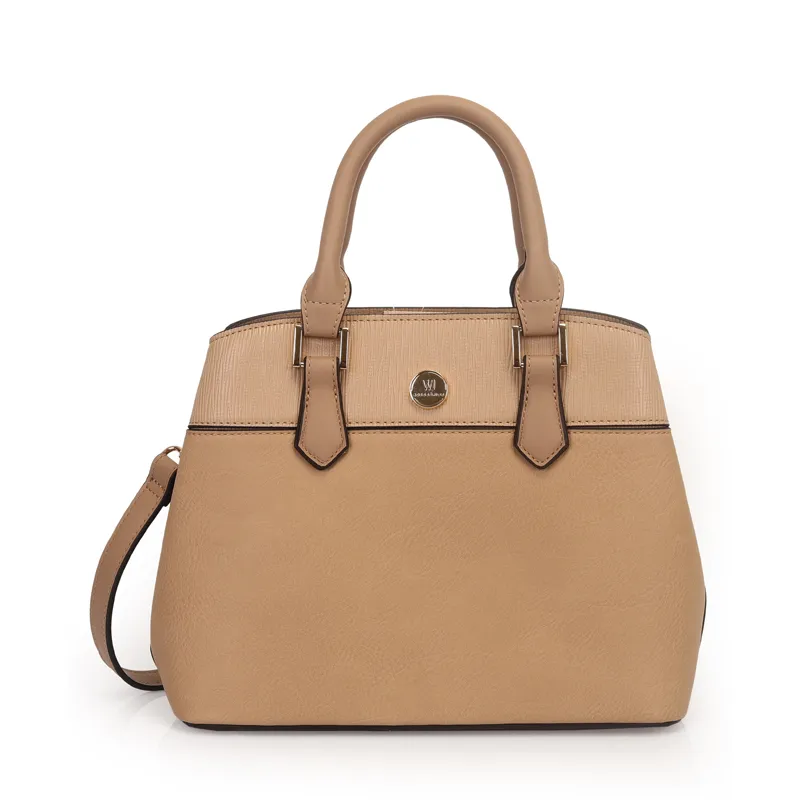 Bolsa Tote Satchel Media Com Detalhe Em Lezard Taupe - Wj