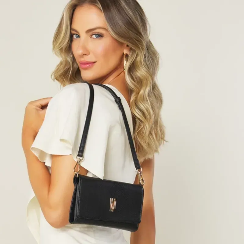 Bolsa Transversal Carteira WJ Feminina Preta UNICO