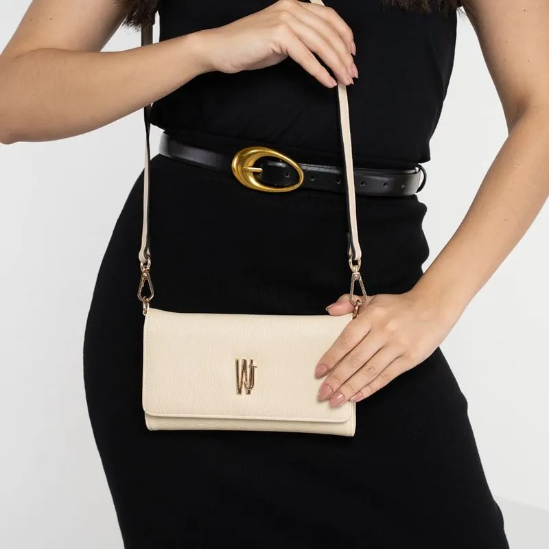Bolsa Transversal WJ Carteira Feminina Bege UNICO