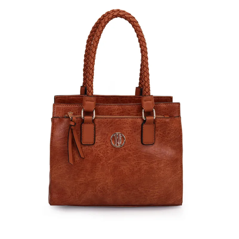 Bolsa Feminina WJ Tote Média Alças Trançadas Caramelo - U