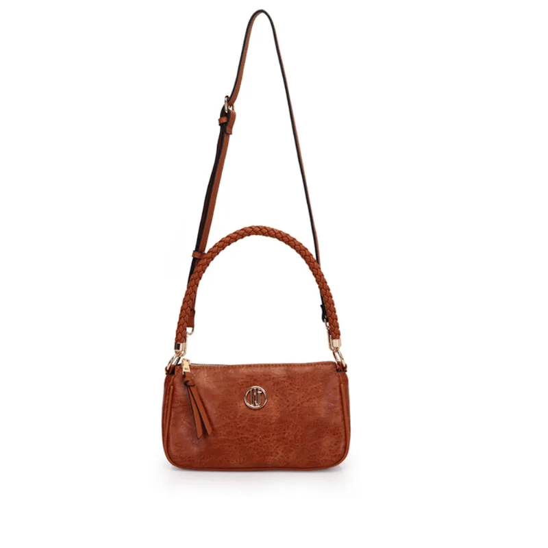 Bolsa Feminina WJ Transversal com Alça Trançada Caramelo - U