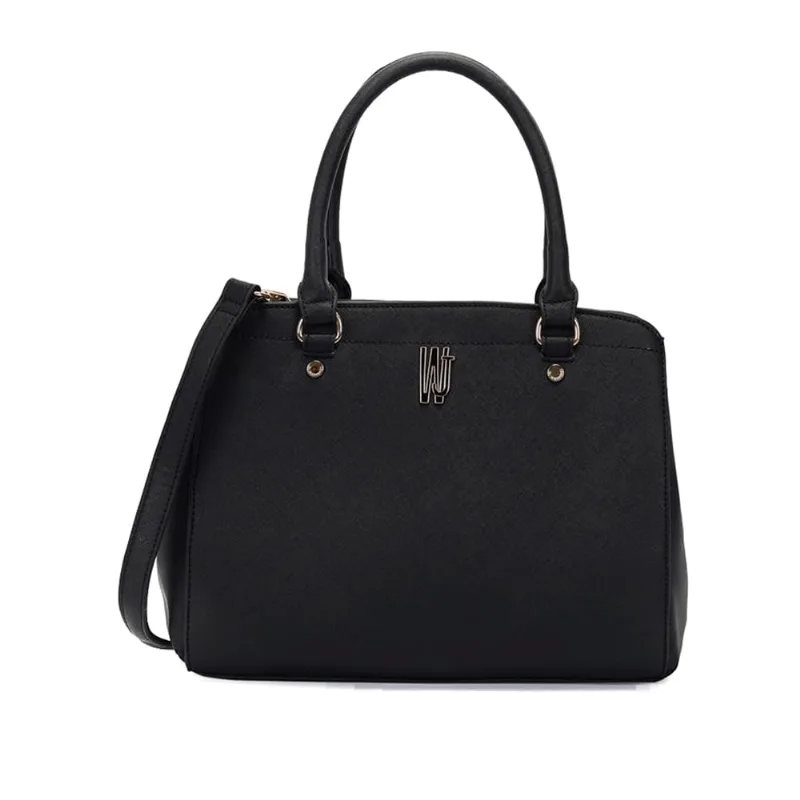 Bolsa Feminina WJ Tiracolo com Logo Média Preta - U