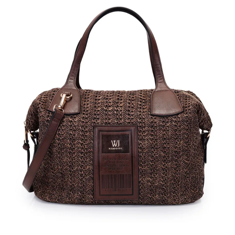 Bolsa Feminina WJ Baú Grande Palha Marrom - U