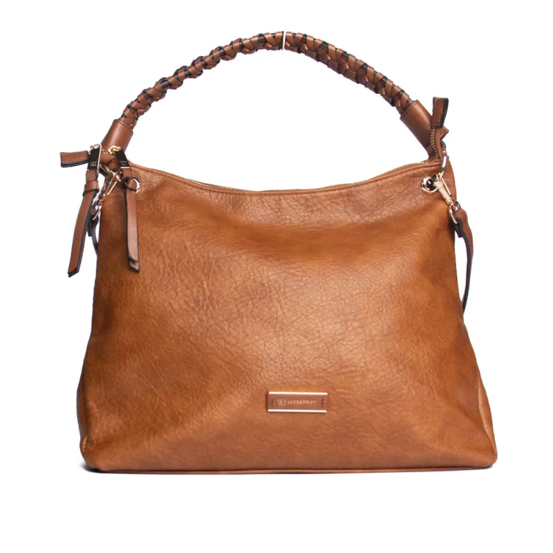 Bolsa Feminina WJ Tiracolo Grande Trançada Caramelo - U