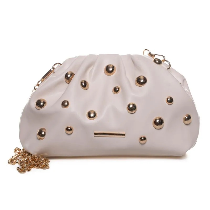 Bolsa Clutch WJ Esferas Metálicas Feminina Off White UNICO