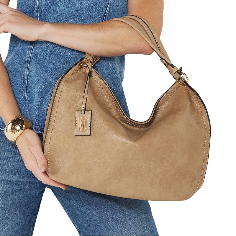Bolsa Hobo WJ Feminina Bege UNICO