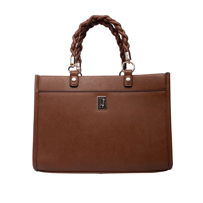 Bolsa Feminina WJ Tiracolo Grande Alça Trançada Marrom - U