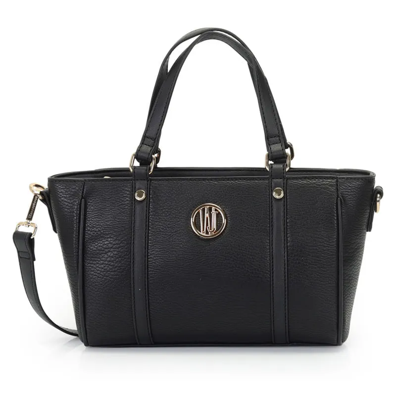 Bolsa Satchel WJ Com Detalhes Dourados Feminina Preta UNICO
