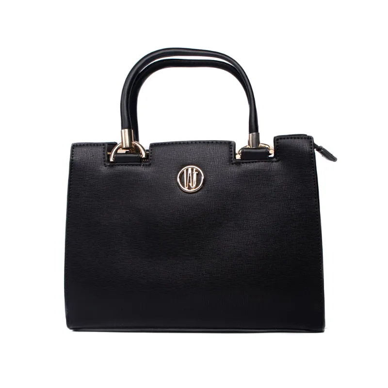 Bolsa Feminina WJ Tiracolo Média Preto/Dourado - U