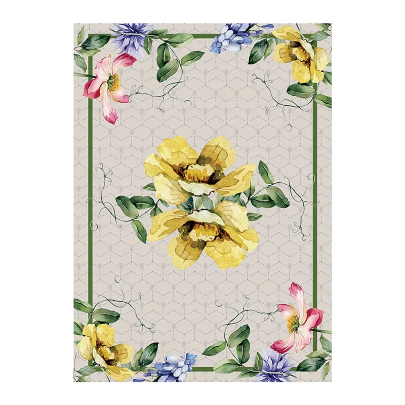 Canga WJ Estampada Floral com Monograma Off White/Amarelo - U