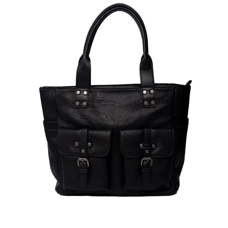 Bolsa Feminina WJ Tote Grande Bolsos Frontais Preta - U