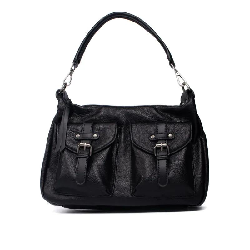 Bolsa Feminina WJ Tote Média Bolsos Frontais Preta - U
