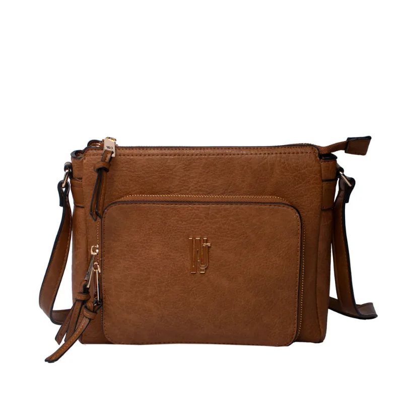 Bolsa Feminina WJ Tiracolo Média Texturizada Caramelo - U