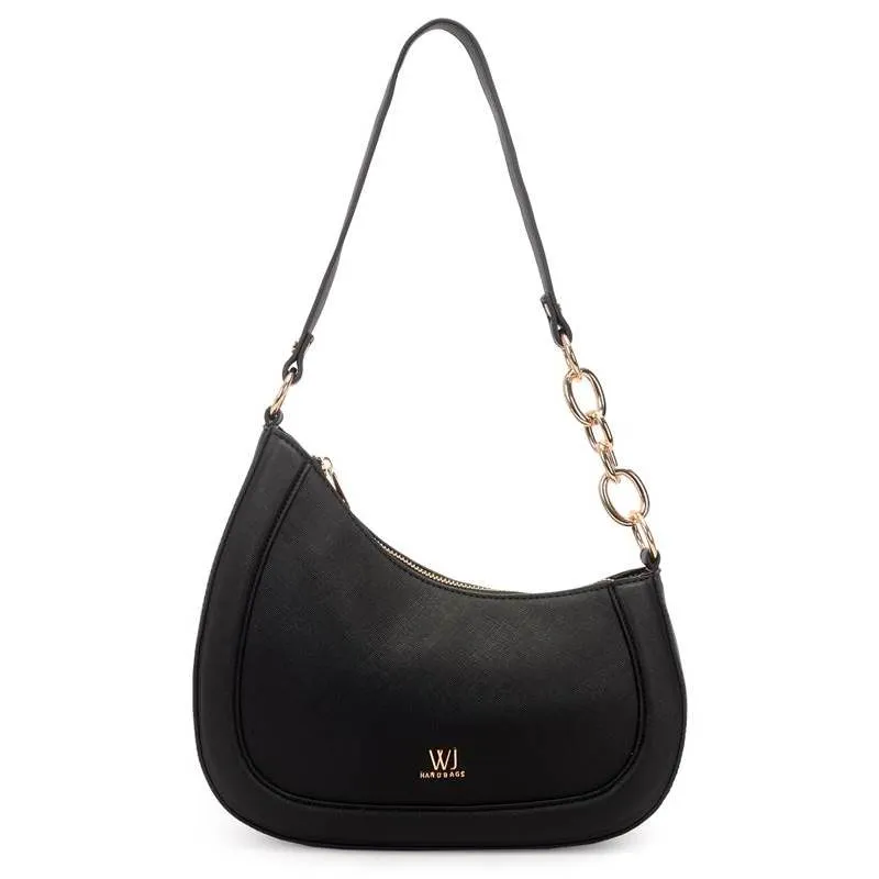 Bolsa Meia-Lua WJ Feminina Preta UNICO