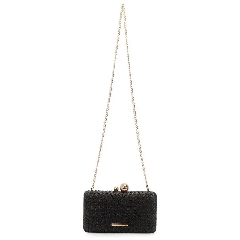 Bolsa Wj Palha Alça Corrente Feminina Preta UNICO