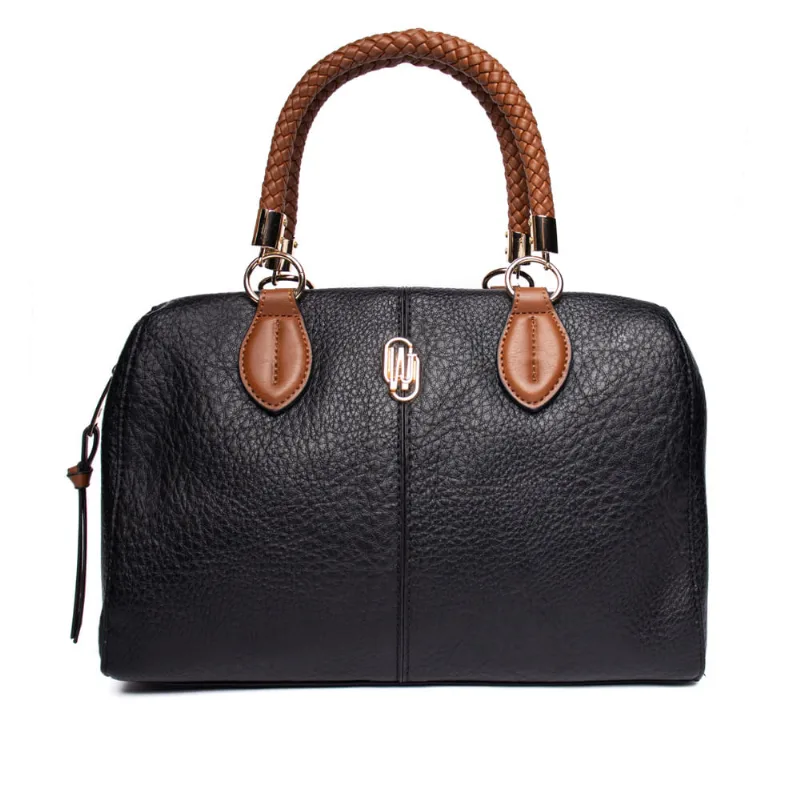 Bolsa Feminina Wj Baú Média Bicolor Preto/Marrom - U
