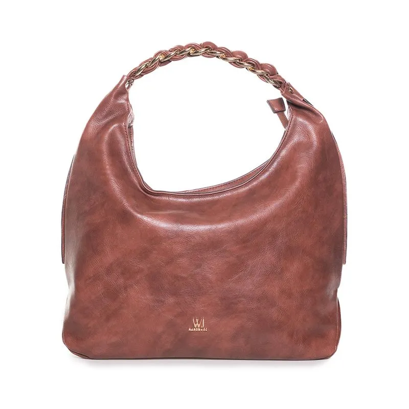 Bolsa Feminina Hobo WJ Marrom Alça Corrente UNICO