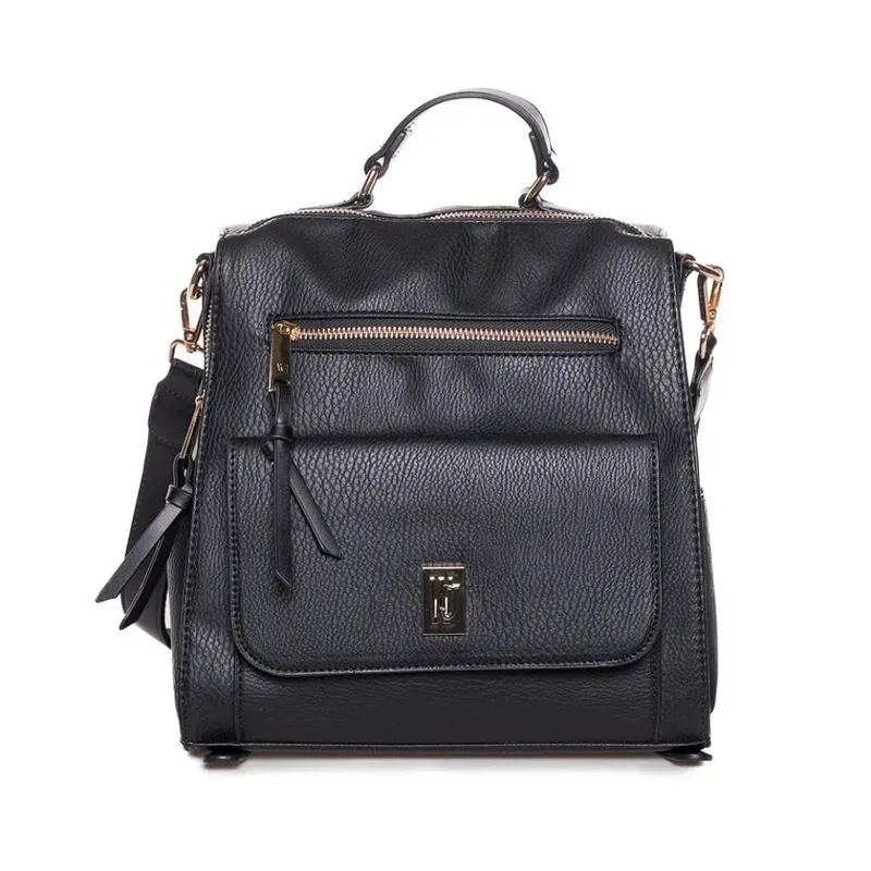 Mochila Feminina Casual WJ Preta Detalhes Metálicos UNICO