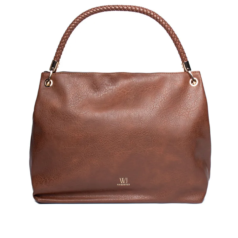 Bolsa Feminina Wj Hobo Com Alça Trançada Grande Marrom - U