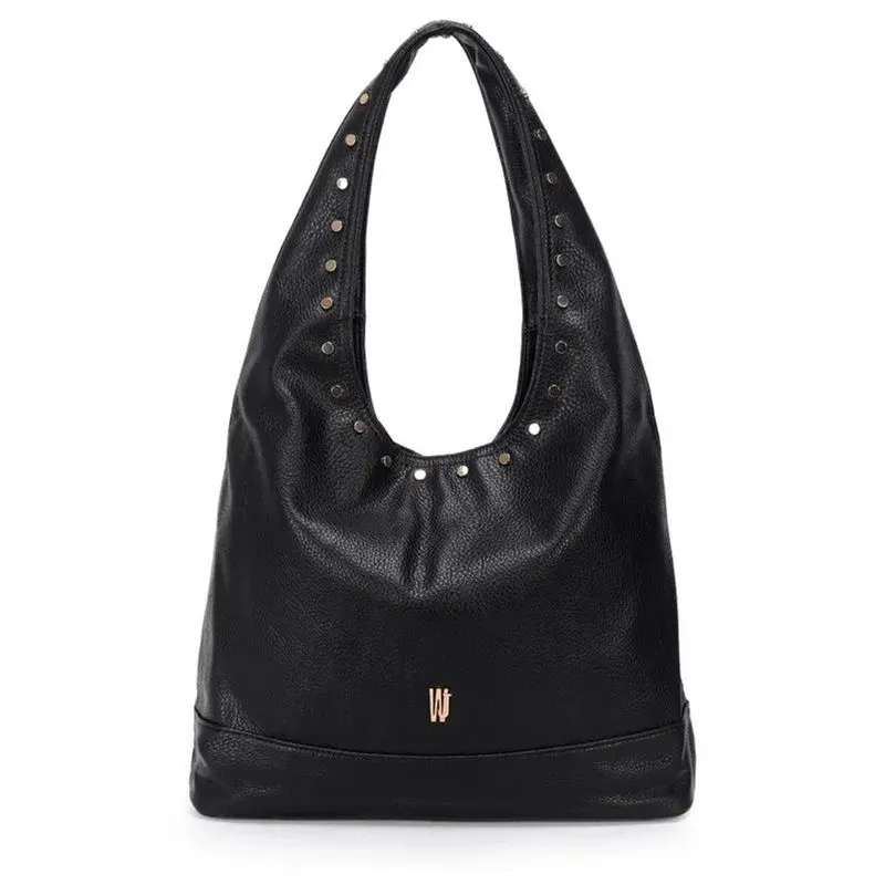 Bolsa WJ Hobo Grande Metais Feminina Preta UNICO