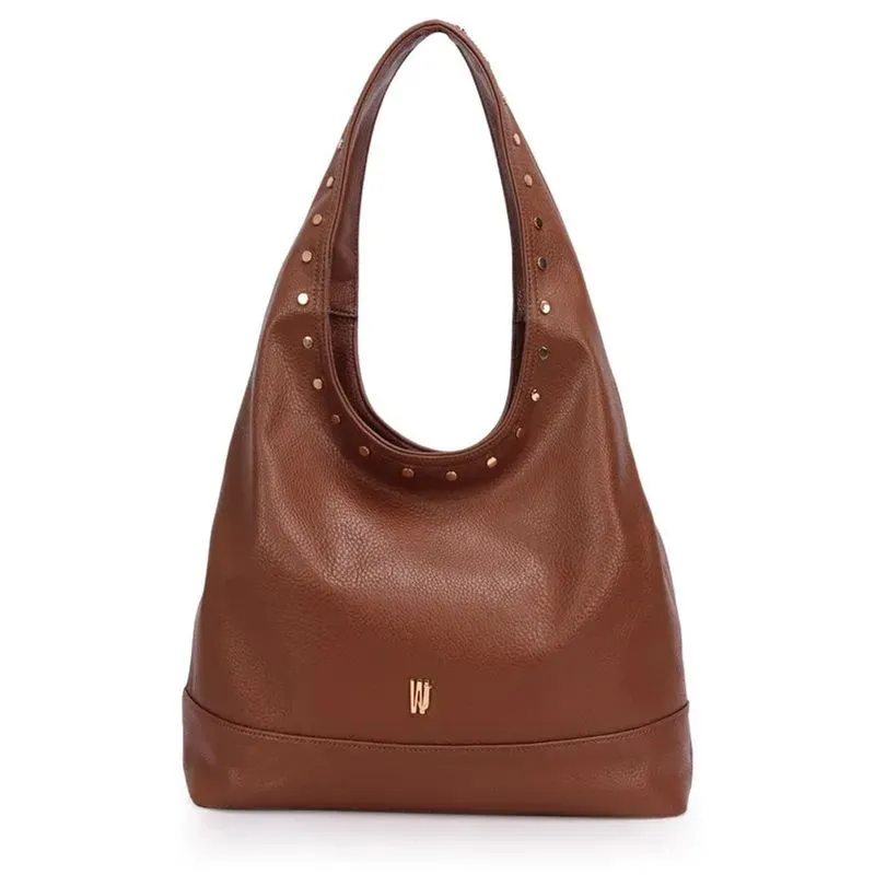 Bolsa WJ Hobo Grande Metais Feminina Marrom UNICO