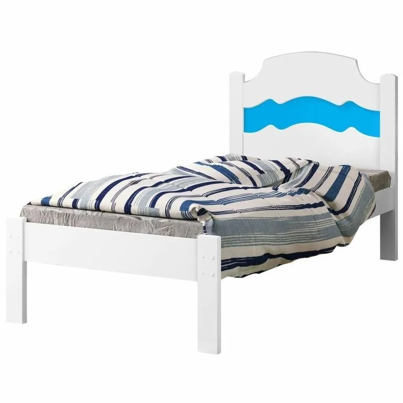 Cama Solteiro Iris Branco Rosa