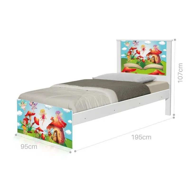 Cama Solteiro Com Cabeceira Adesivada Mundo Das Fadinhas
