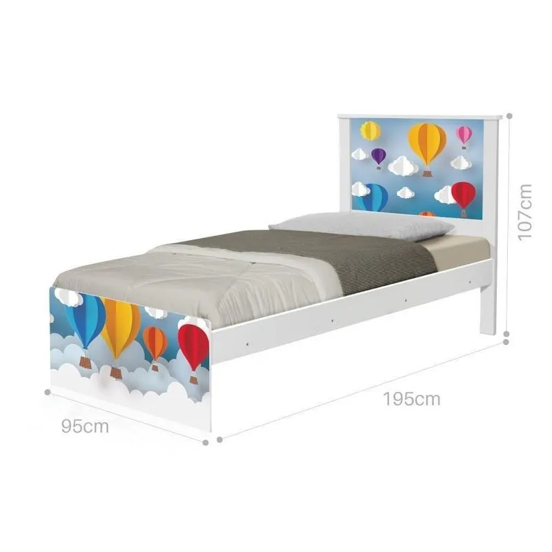 Cama Solteiro Adesivada Balão Com Colchão