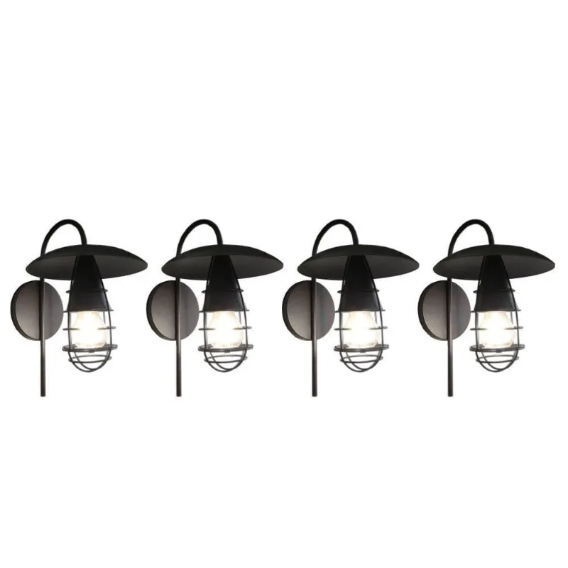 Arandela Retrô Chapéu Preto Kit Com 4