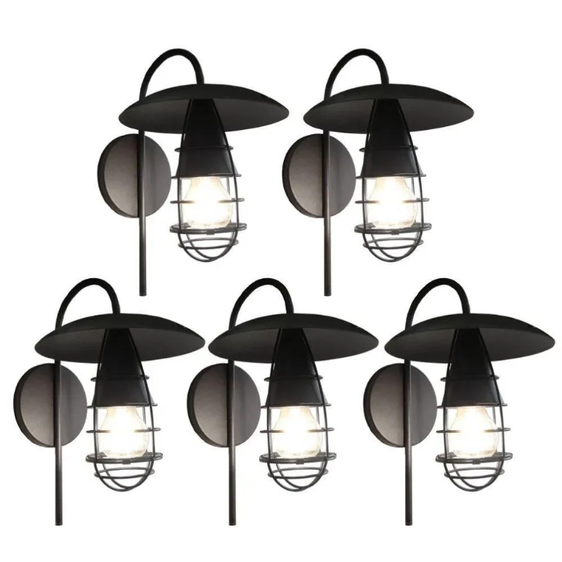 Arandela Retrô Chapéu Preto Kit Com 5