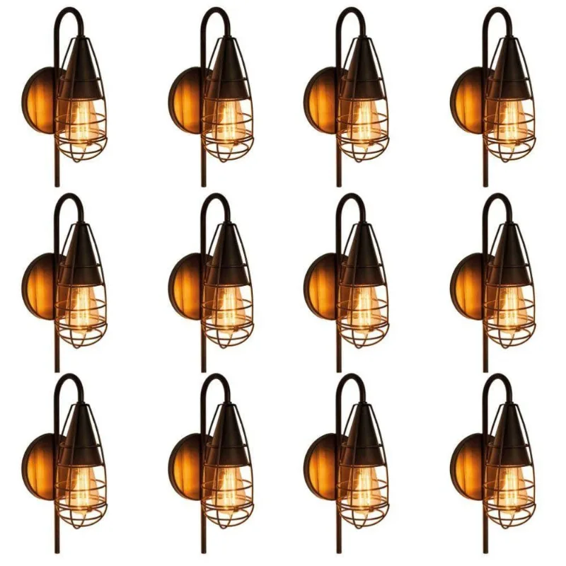 Arandela Vintage Preto Kit Com 12