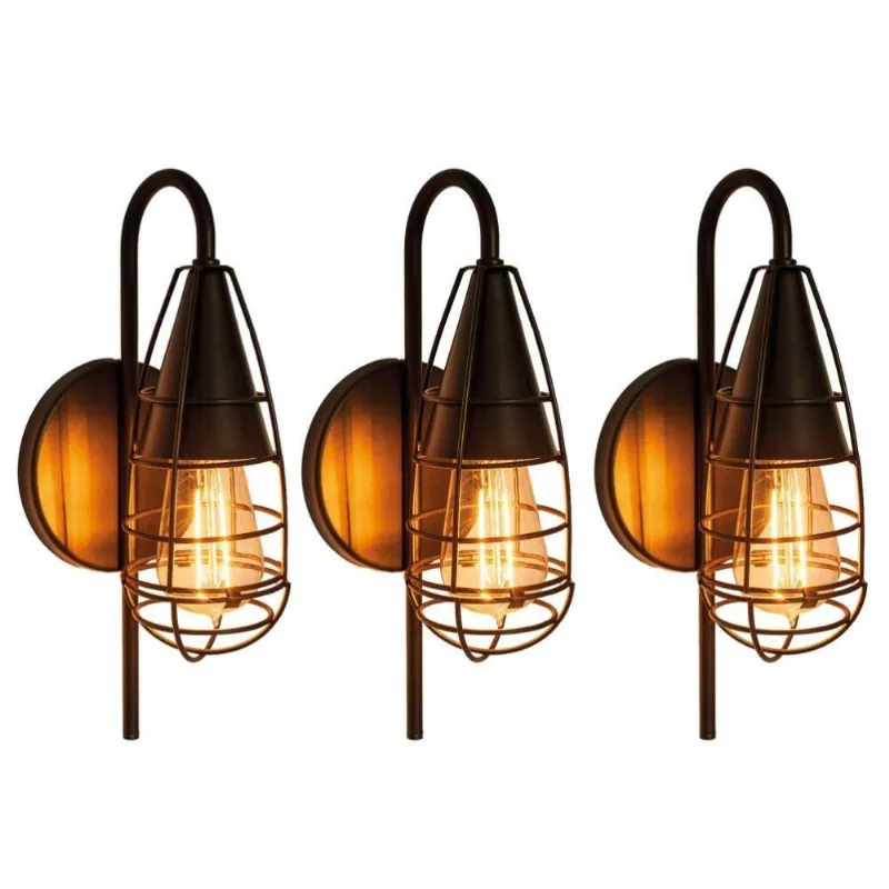Arandela Vintage Preto Kit Com 3