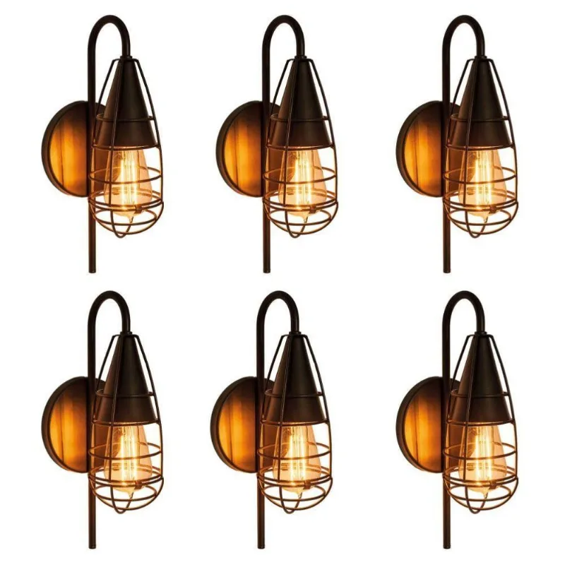 Arandela Vintage Preto Kit Com 6
