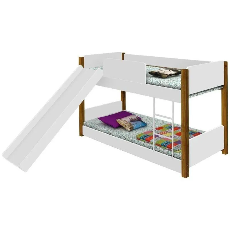 Beliche Infantil Branco E Mel Com Escorregador