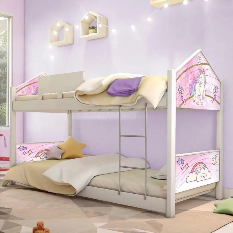 Beliche Prime Casa Juvenil Unicórnio Com Colchões