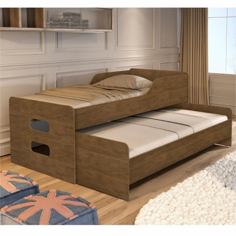 Cama Com Auxiliar Florença Castanho Com Colchão