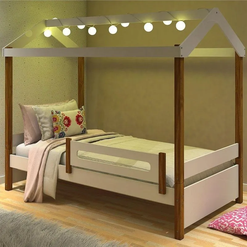 Cama Montessoriana Com Led Isa Branco E