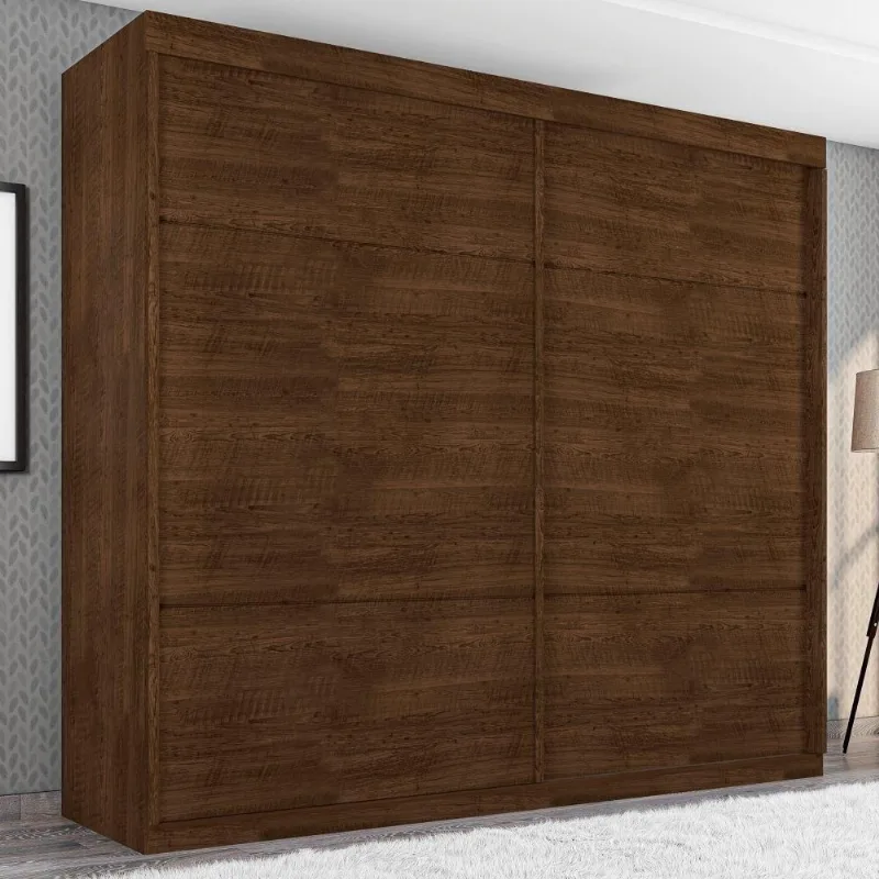 Guarda Roupa Casal Londres 2 Portas de Correr 4 Gavetas MDF Malbec
