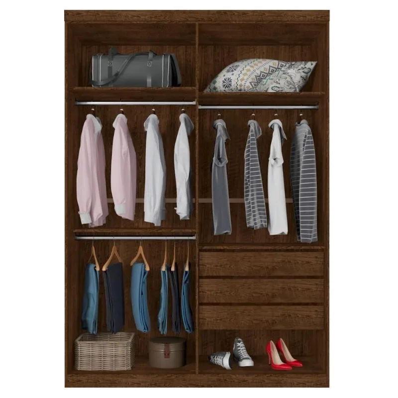 Guarda Roupa Casal Miami 4 Portas de Bater 3 Gavetas Malbec-Off White MDP