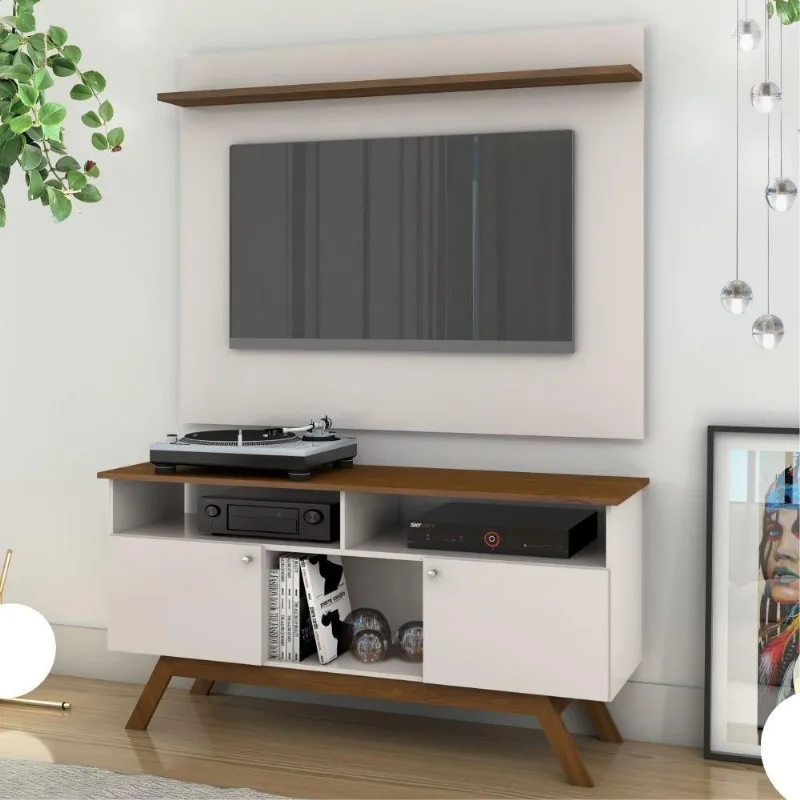 Painel E Rack Para Tv Melissa Off White Madeira