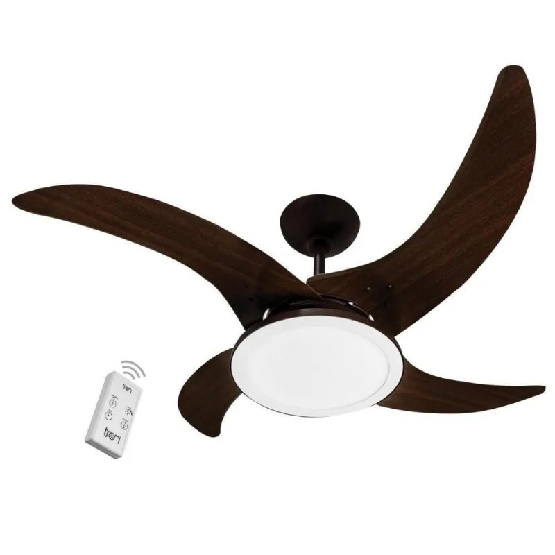 Ventilador Led Independence Marrom Café 4 Pás 220V E Controle