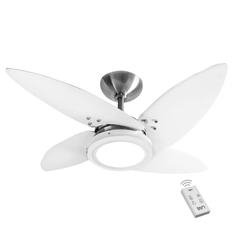 Ventilador Led Roma Escovado 4 Pás Brancas 110v E Controle