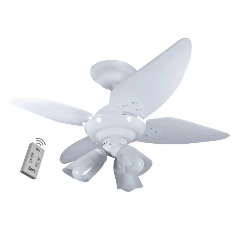Ventilador Lustre Branco 220V 4 Pás Branca E Controle Remoto 220V