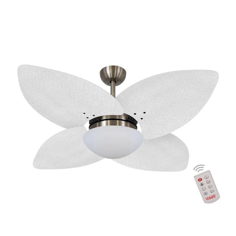Ventilador De Teto Bronze 4 Pás Branco 127V C/ Controle 110V