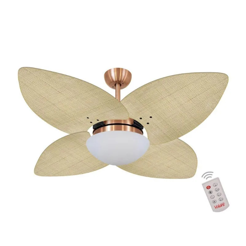 Ventilador De Teto 4 Pés Palmae Natural 127v C/ Controle 110V