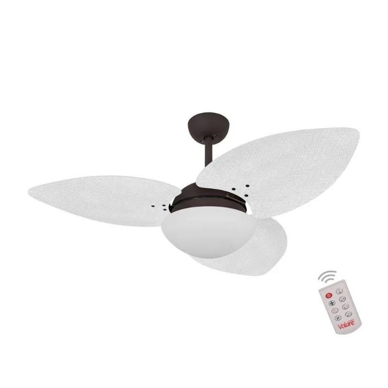 Ventilador De Teto Marrom 3 Pás Branco 220v C/ Controle 220V