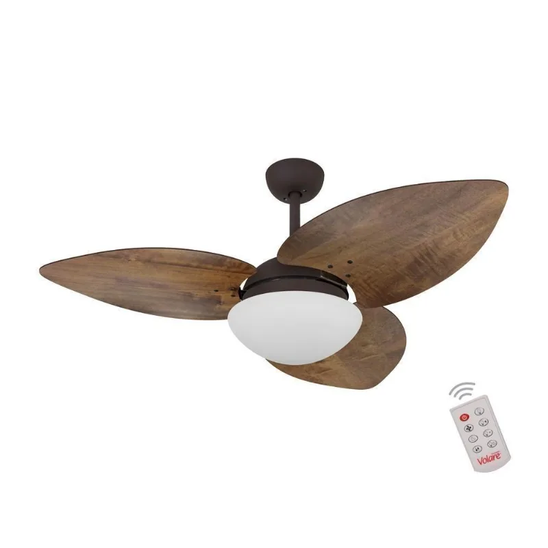 Ventilador De Teto Dormamu Marrom Texturizado 3 Pás Rádica Imbuia 220V Com Controle