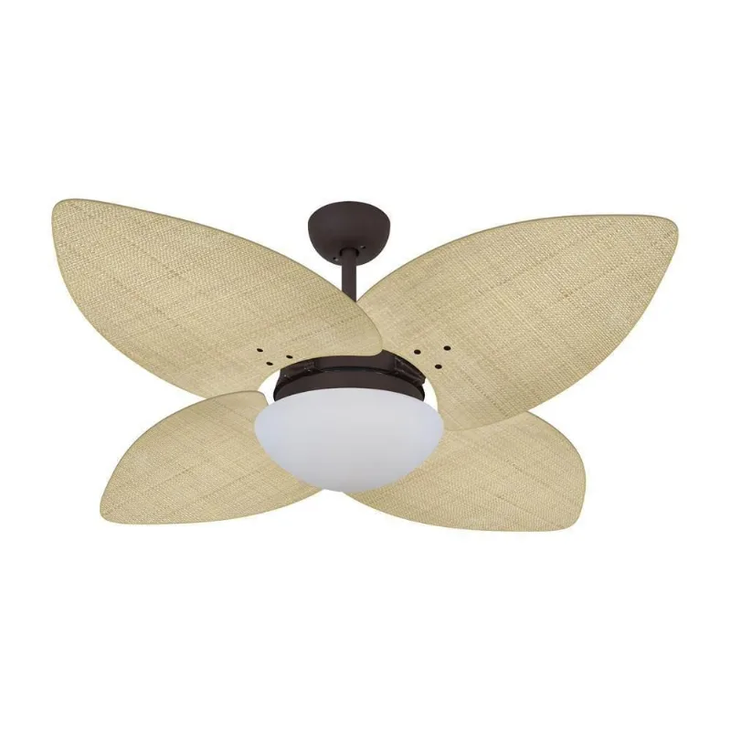 Ventilador De Teto Dormamu Marrom Texturizado 4 Pás Palmae Natural 110V