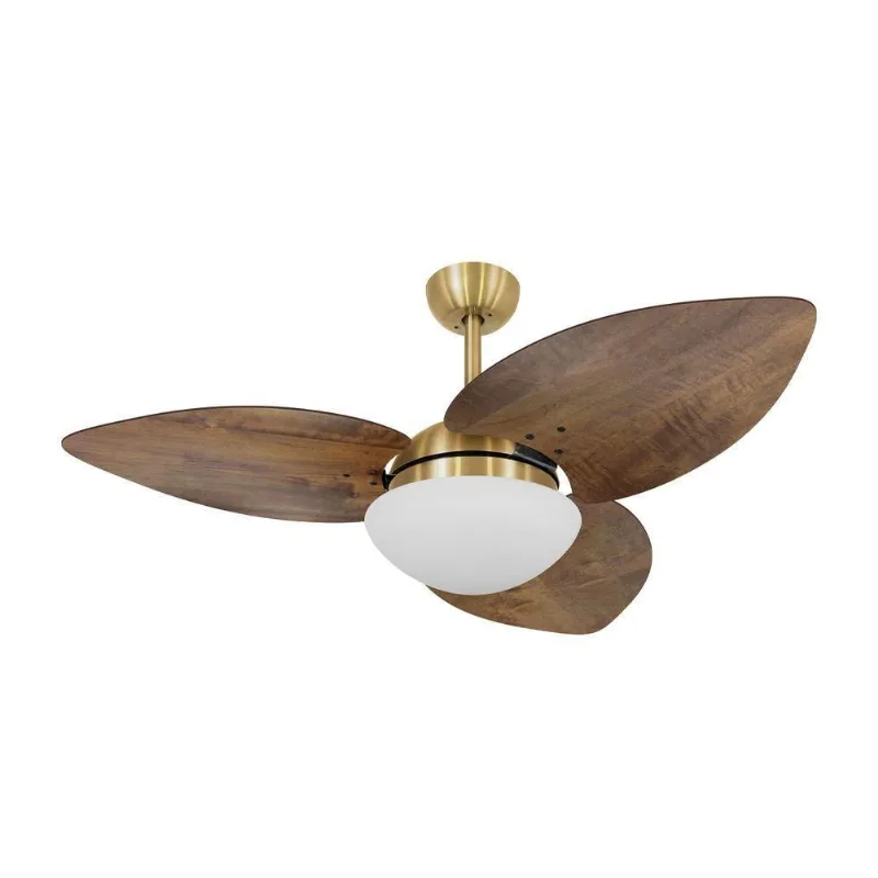 Ventilador De Teto Dormamu Dourado 3 Pás Rádica Imbuia 220V 220V