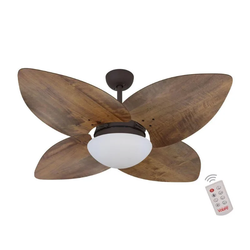 Ventilador De Teto Marrom 4 Pás Rádica 127v C/ Controle 110V